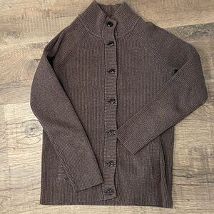 Eddie Bauer Womens Brown Ribbed Button Cardigan Sweater Long Sleeve